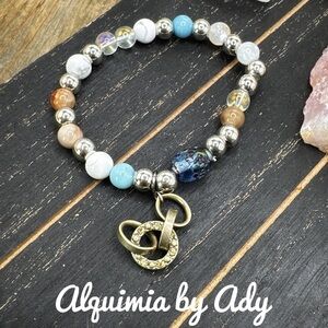 Alquimia Silver and Blue Beaded Bracelet with Charm